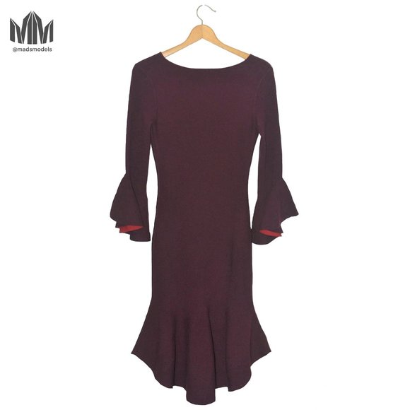 Milly l Contrast Knit Draped Purple Mermaid Dress - Picture 2 of 8